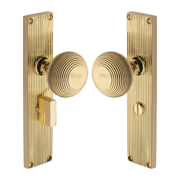 Beehive Reeded Mortice Knob on Plate V9530