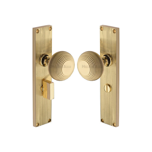 Beehive Reeded Mortice Knob on Plate by M Marcus - Heritage Brass