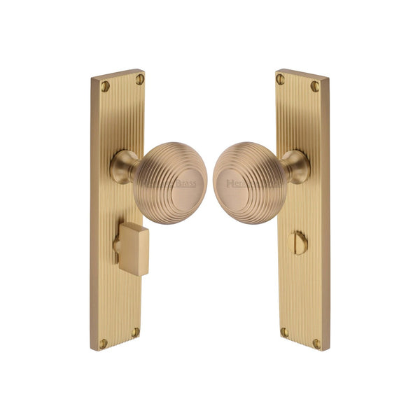 Beehive Reeded Mortice Knob on Plate by M Marcus - Heritage Brass