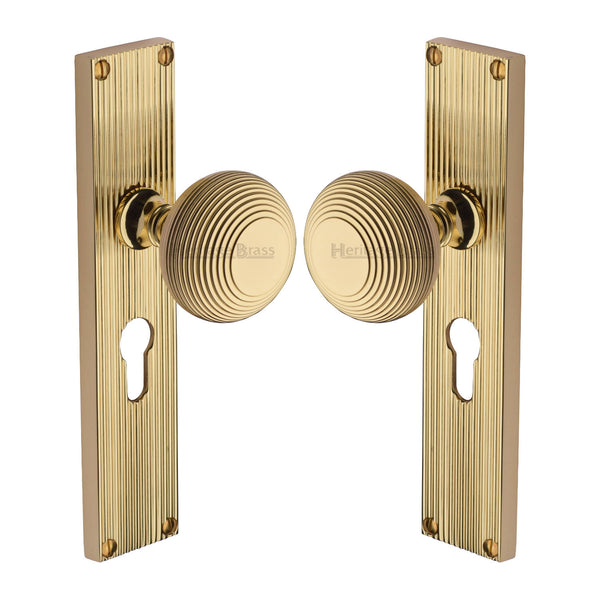 Beehive Reeded Mortice Knob on Plate V9548