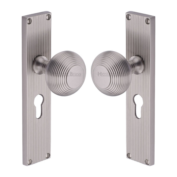 Beehive Reeded Mortice Knob on Plate V9548