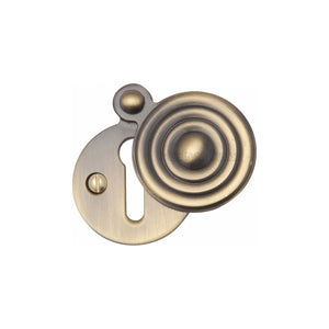 M Marcus - Heritage Brass, Standard Covered Key Escutcheon Reeded - V972, Escutcheons & Privacy Thumbturns, Escutcheons