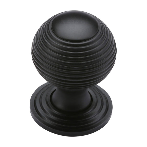 Reeded Cabinet Knob with Base by M Marcus - Heritage Brass