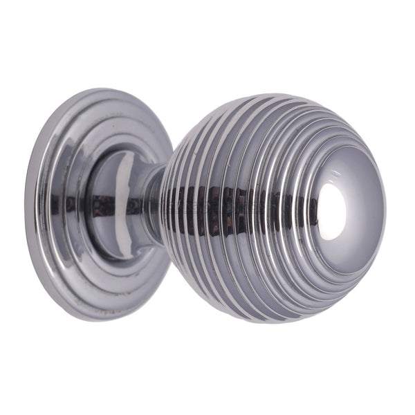 Reeded Cabinet Knob with Base by M Marcus - Heritage Brass