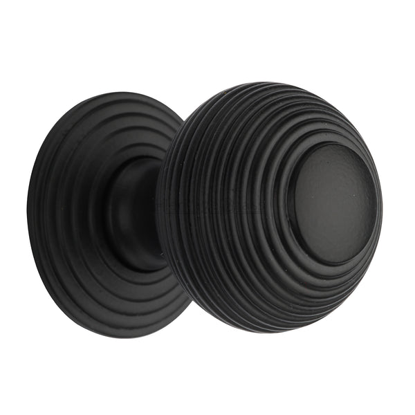 Reeded Cabinet Knob with Base by M Marcus - Heritage Brass