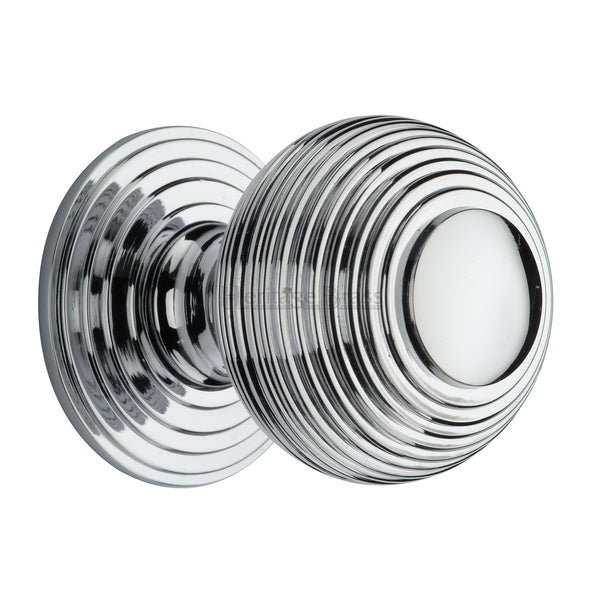 Reeded Cabinet Knob with Base by M Marcus - Heritage Brass