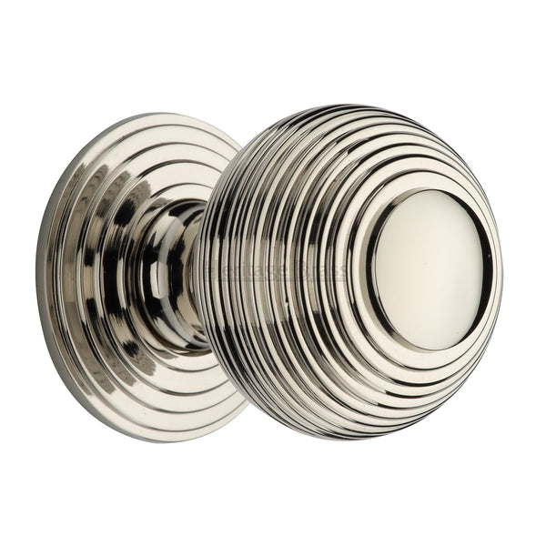 Reeded Cabinet Knob with Base by M Marcus - Heritage Brass