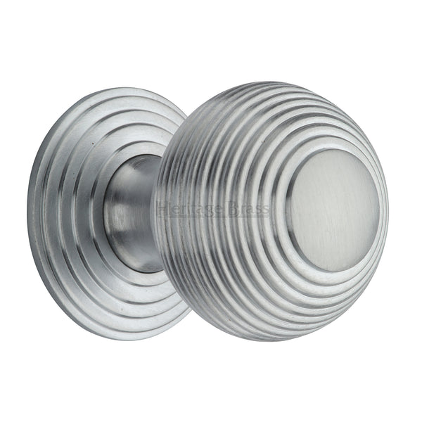 Reeded Cabinet Knob with Base by M Marcus - Heritage Brass