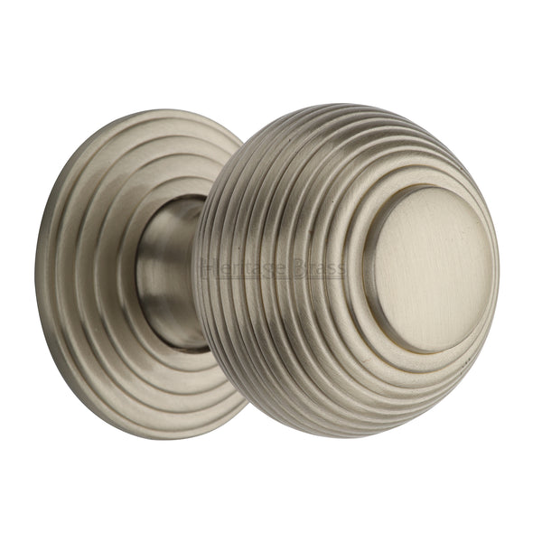 Reeded Cabinet Knob with Base by M Marcus - Heritage Brass