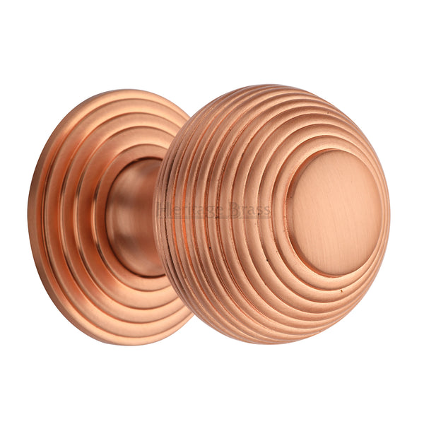 Reeded Cabinet Knob with Base by M Marcus - Heritage Brass