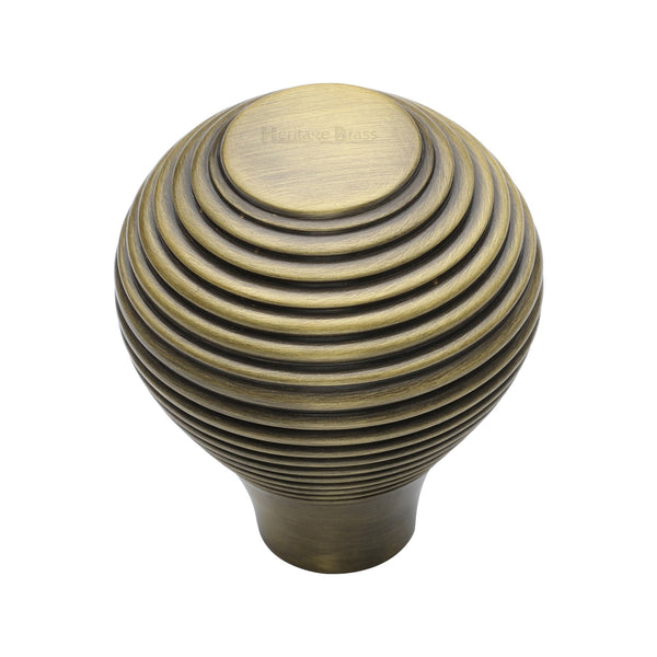 Reeded Cabinet Knob by M Marcus - Heritage Brass