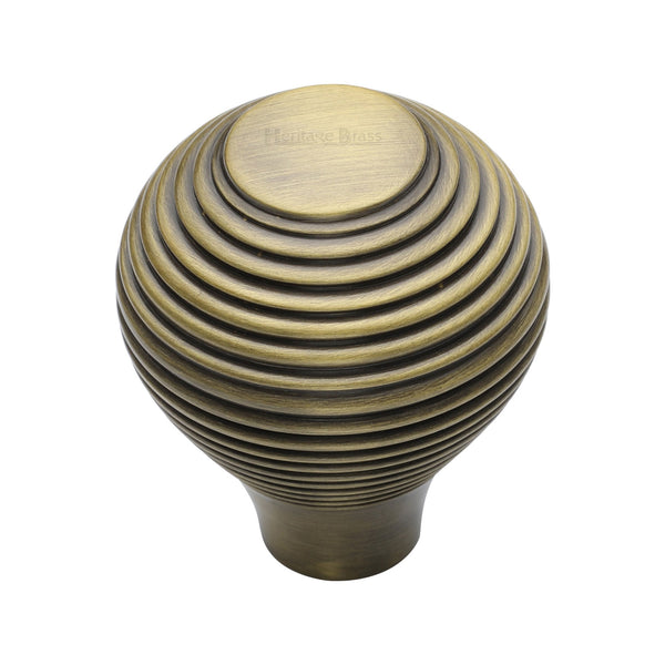 Reeded Cabinet Knob by M Marcus - Heritage Brass