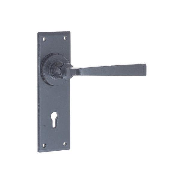 Frelan, Valley Forge Door Handle on Lockplate Black, Door Handles, Lever Handles On Lock Backplate