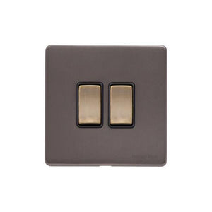Verona Range Switches & Sockets - 2 Gang Rocker Switch by Heritage Brass By M-Marcus