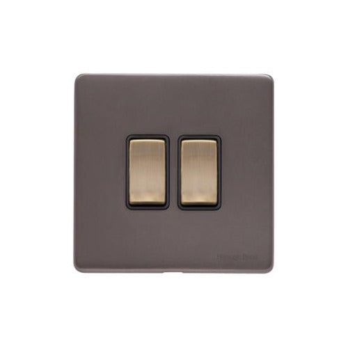 Verona Range Switches & Sockets - 2 Gang Rocker Switch by Heritage Brass By M-Marcus