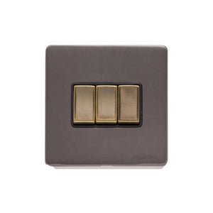 Verona Range Switches & Sockets - 3 Gang Rocker Switch by Heritage Brass By M-Marcus