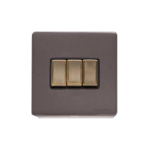 Verona Range Switches & Sockets - 3 Gang Rocker Switch by Heritage Brass By M-Marcus