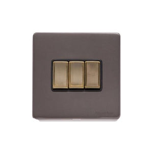 Verona Range Switches & Sockets - 3 Gang Rocker Switch by Heritage Brass By M-Marcus
