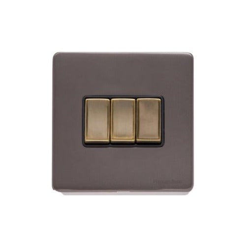 Verona Range Switches & Sockets - 3 Gang Rocker Switch by Heritage Brass By M-Marcus