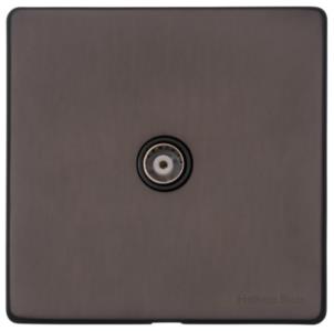 Heritage Brass Electrical, Verona Range - Matt Bronze - 1 Gang Non-Isolated TV Coaxial Socket, 1 Gang Non Isolated TV Coaxial Socket, 1 Gang Non-Isolated TV Coaxial Socket, 1 Gang NonIsolated TV Coaxial Socket, TV and Satellite Sockets