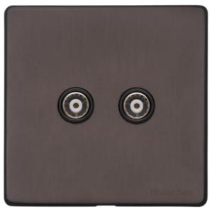 Verona Range - Matt Bronze - 2 Gang TV Coaxial Socket