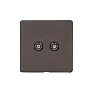 Verona Range Switches & Sockets - 2 Gang TV Coaxial Socket by Heritage Brass By M-Marcus