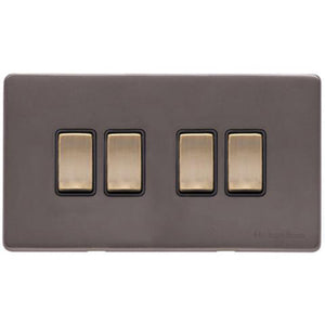 Verona Range Switches & Sockets - 4 Gang Rocker Switch by Heritage Brass By M-Marcus