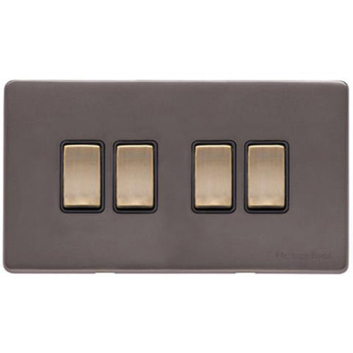 Verona Range Switches & Sockets - 4 Gang Rocker Switch by Heritage Brass By M-Marcus