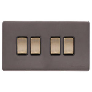 Verona Range Switches & Sockets - 4 Gang Rocker Switch by Heritage Brass By M-Marcus