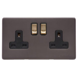 Verona Range Switches & Sockets - Double Socket (13 Amp) by Heritage Brass By M-Marcus