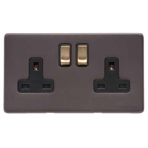 Verona Range Switches & Sockets - Double Socket (13 Amp) by Heritage Brass By M-Marcus