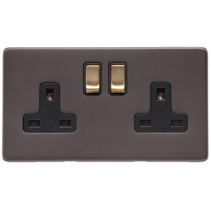 Verona Range Switches & Sockets - Double Socket (13 Amp) by Heritage Brass By M-Marcus