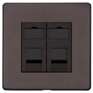 Verona Range - Matt Bronze - 2 Gang Master Line Socket