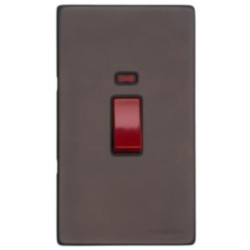 Verona Range Switches & Sockets - 45A DP Cooker Switch with Neon (tall plate) by Heritage Brass By M-Marcus