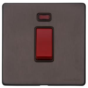 Verona Range - Matt Bronze - 45A Switch with Neon (single plate)