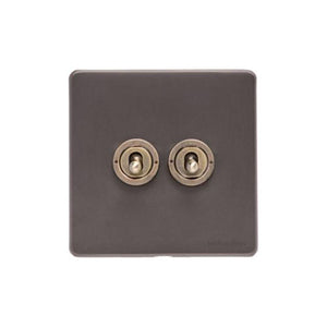 Verona Range Switches & Sockets - 2 Gang Toggle Switch by Heritage Brass By M-Marcus