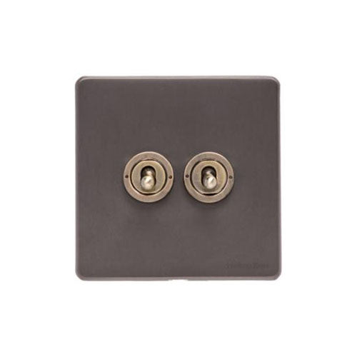 Verona Range Switches & Sockets - 2 Gang Toggle Switch by Heritage Brass By M-Marcus