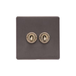 Verona Range Switches & Sockets - 2 Gang Toggle Switch by Heritage Brass By M-Marcus