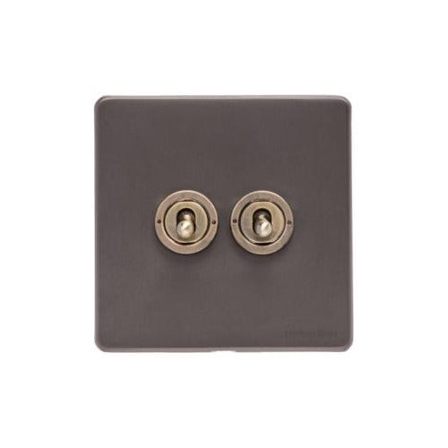 Verona Range Switches & Sockets - 2 Gang Toggle Switch by Heritage Brass By M-Marcus