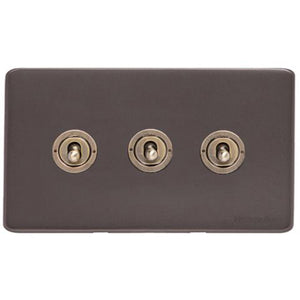 Verona Range Switches & Sockets - 3 Gang Toggle Switch by Heritage Brass By M-Marcus