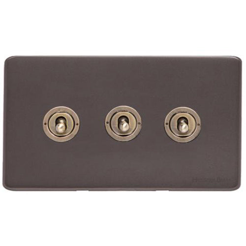 Verona Range Switches & Sockets - 3 Gang Toggle Switch by Heritage Brass By M-Marcus