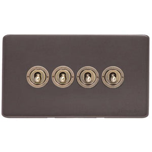 Verona Range Switches & Sockets - 4 Gang Toggle Switch by Heritage Brass By M-Marcus
