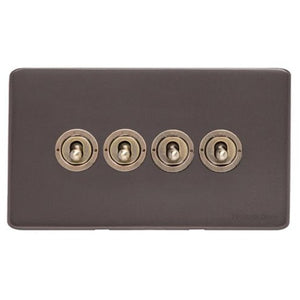 Verona Range Switches & Sockets - 4 Gang Toggle Switch by Heritage Brass By M-Marcus