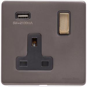 Verona Range - Matt Bronze / Antique Brass - Single USB Socket (13 Amp)