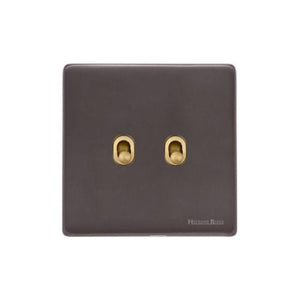 Verona Range Switches & Sockets - 2 Gang Stockholm Toggle by Heritage Brass By M-Marcus