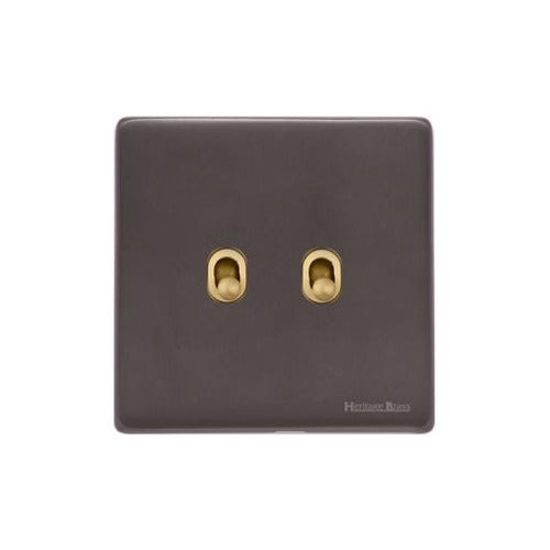 Verona Range Switches & Sockets - 2 Gang Stockholm Toggle by Heritage Brass By M-Marcus