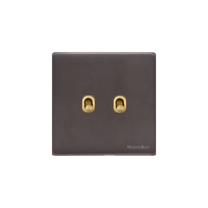 Verona Range Switches & Sockets - 2 Gang Stockholm Toggle by Heritage Brass By M-Marcus