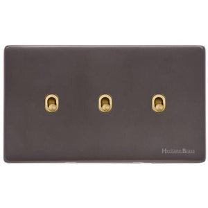 Verona Range Switches & Sockets - 3 Gang Stockholm Toggle by Heritage Brass By M-Marcus