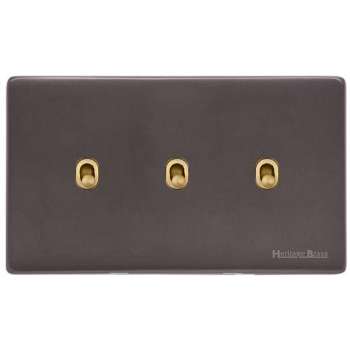 Verona Range Switches & Sockets - 3 Gang Stockholm Toggle by Heritage Brass By M-Marcus