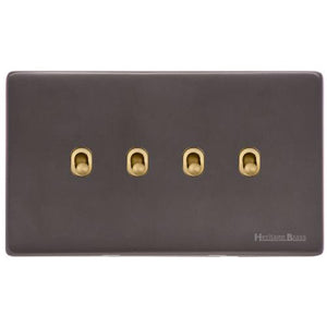 Verona Range Switches & Sockets - 4 Gang Stockholm Toggle by Heritage Brass By M-Marcus